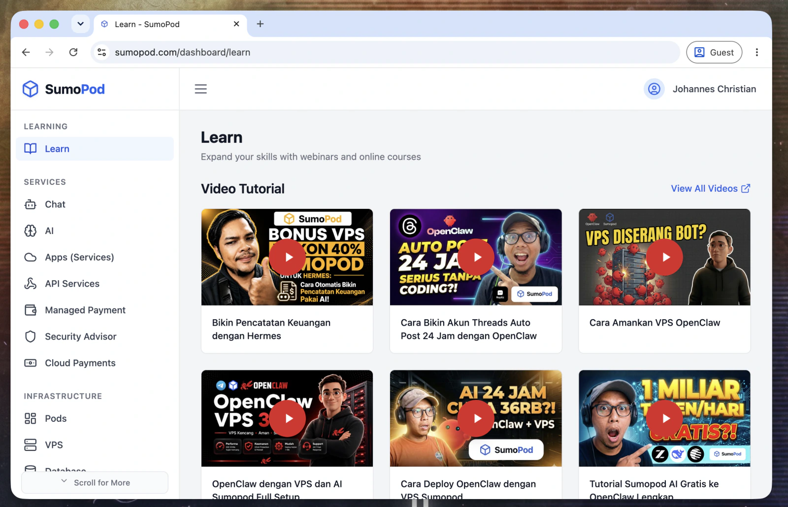 Setelah login, kalian masuk ke dashboard