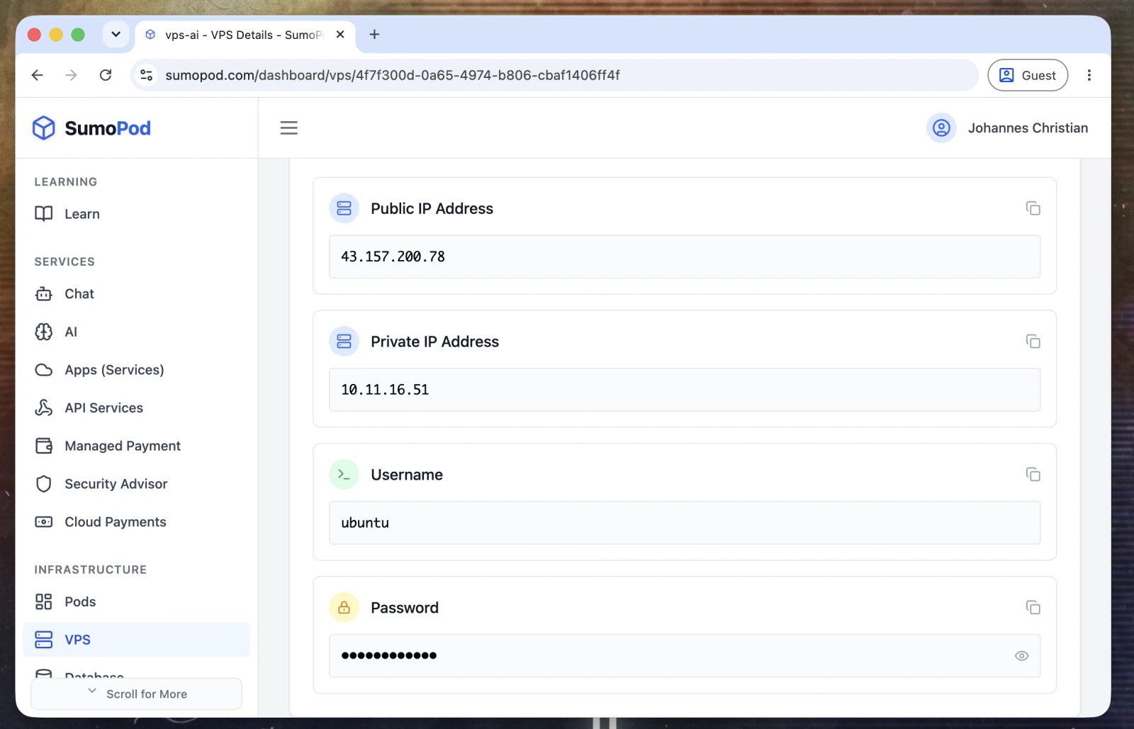Scroll ke bawah: <span class='em'>username & password</span>