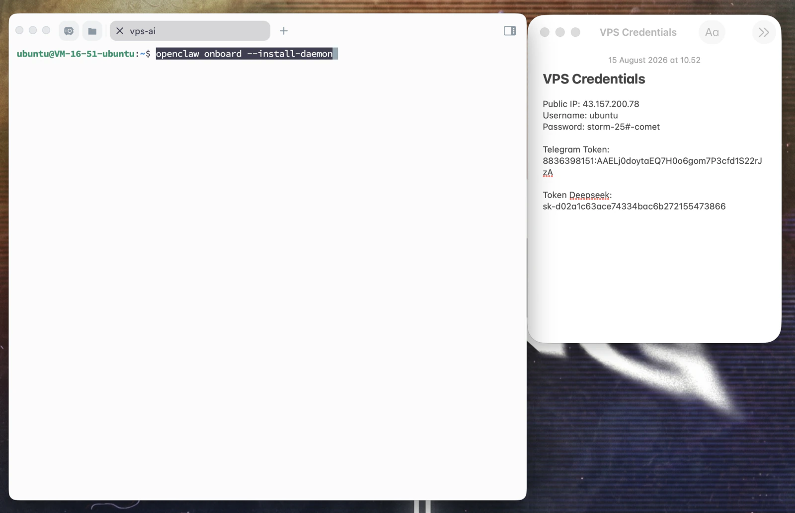 Ketik <span class='em'>openclaw onboard --install-daemon</span>