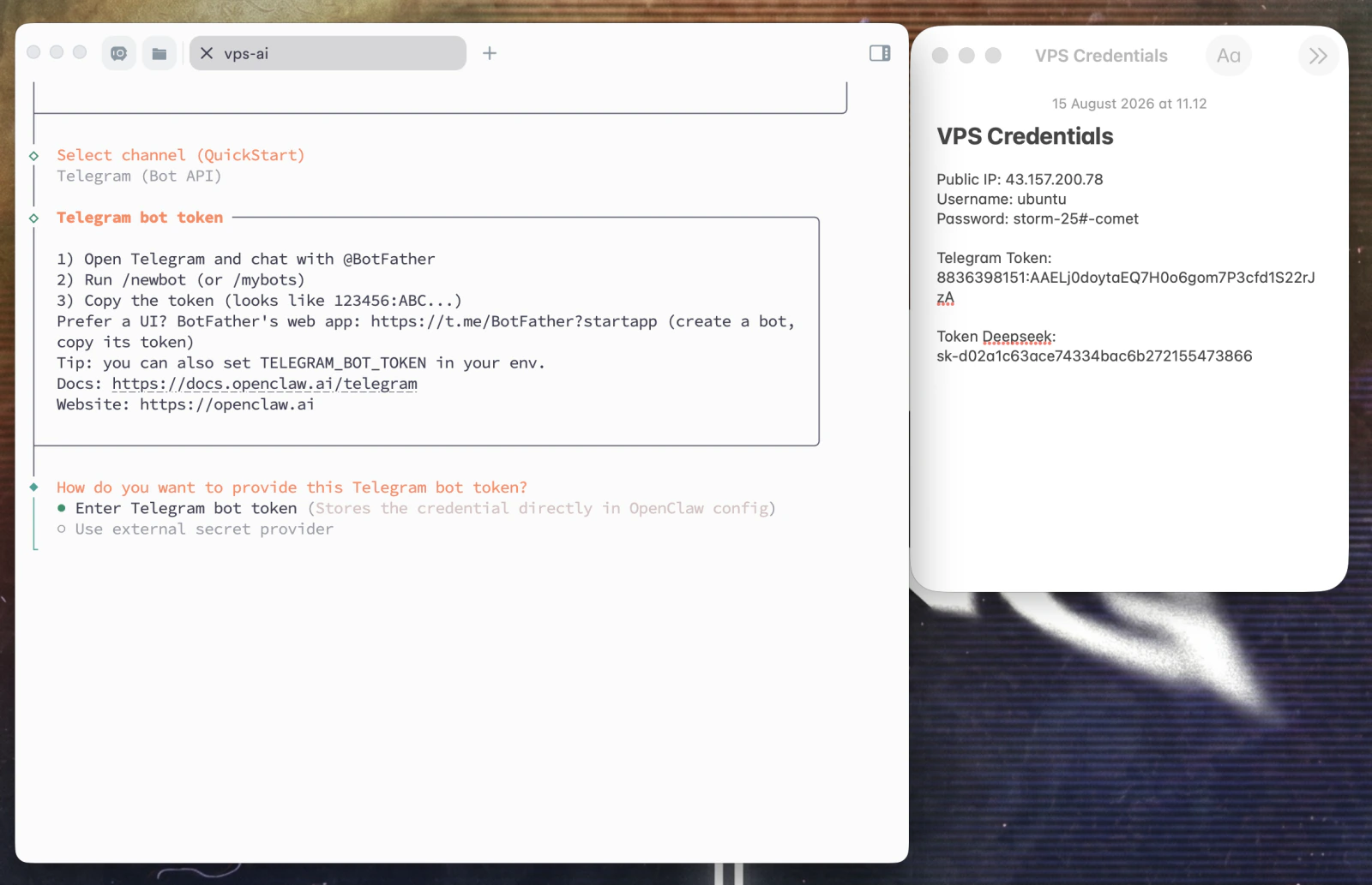 Pilih <span class='em'>Enter Telegram bot token</span>
