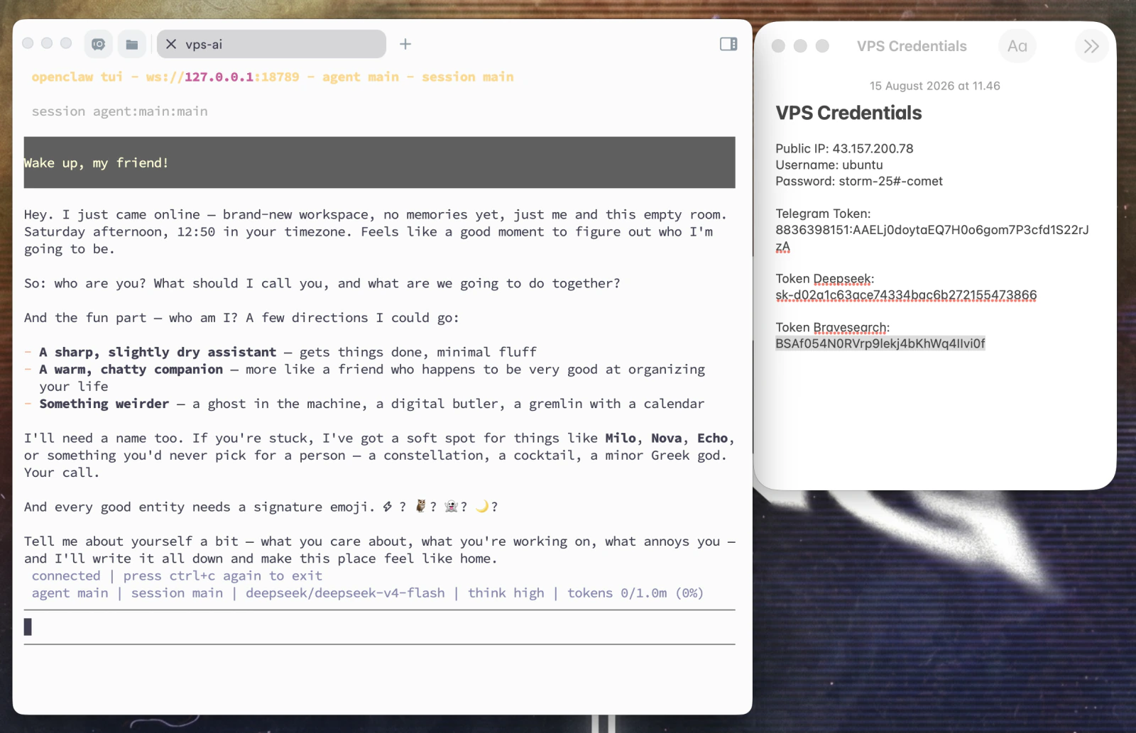 Onboarding selesai. OpenClaw mulai aktif