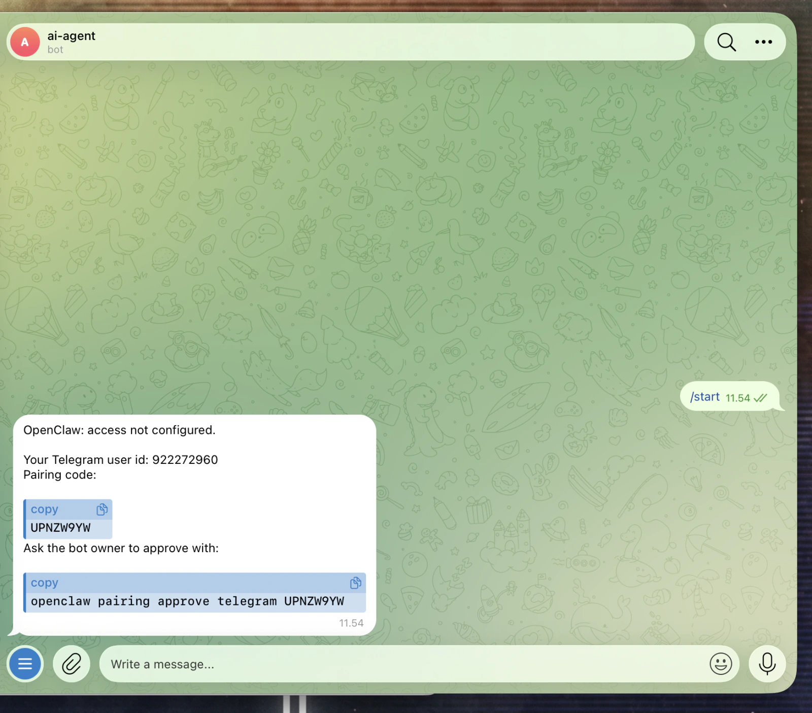 Bot belum ter-pair. Copy command pairing