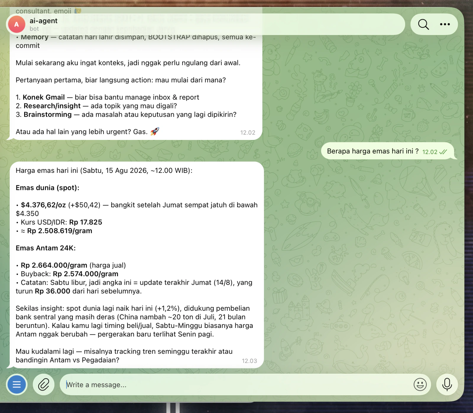 Hasilnya memakai data terbaru dari web