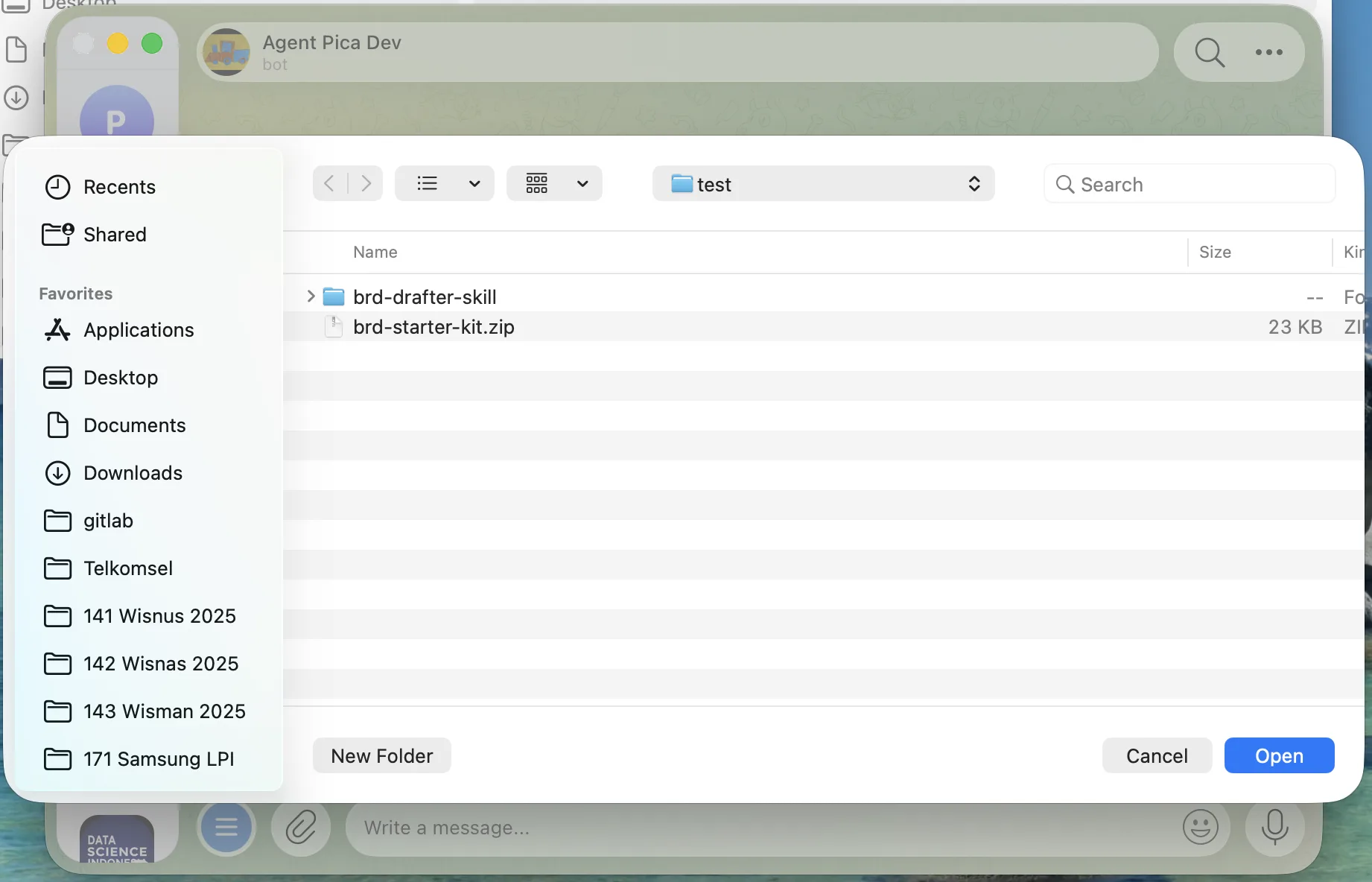 Finder memilih brd-starter-kit.zip